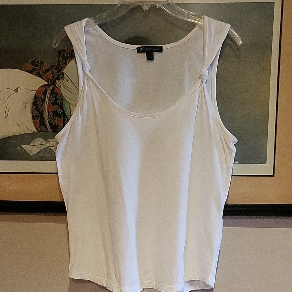 International Concepts White Fitted Tank Top